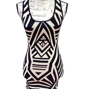 Stunning Black and Cream Bodycon Dress